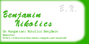 benjamin nikolics business card