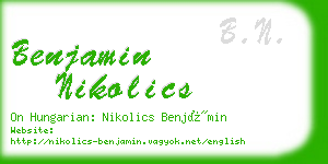 benjamin nikolics business card